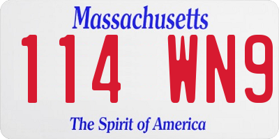 MA license plate 114WN9