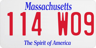 MA license plate 114WO9