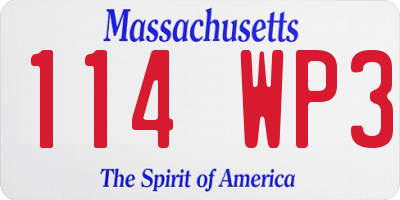 MA license plate 114WP3
