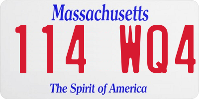 MA license plate 114WQ4