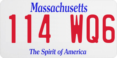 MA license plate 114WQ6