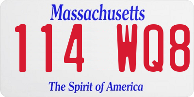 MA license plate 114WQ8