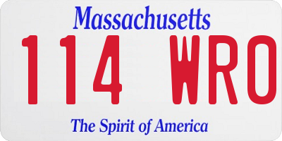 MA license plate 114WR0