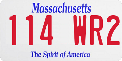 MA license plate 114WR2