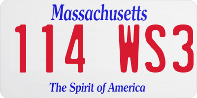 MA license plate 114WS3