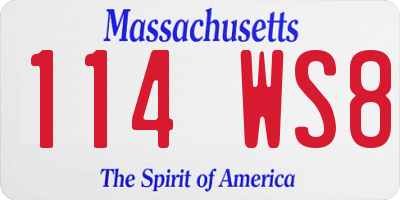MA license plate 114WS8