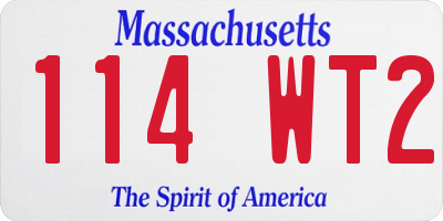 MA license plate 114WT2