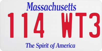 MA license plate 114WT3