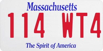 MA license plate 114WT4