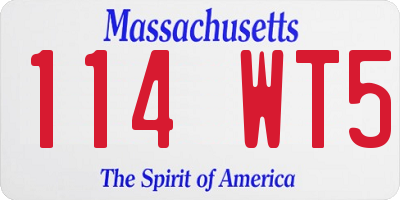 MA license plate 114WT5
