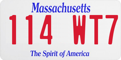 MA license plate 114WT7