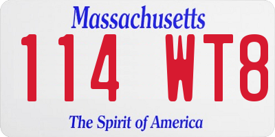 MA license plate 114WT8