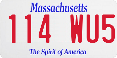 MA license plate 114WU5