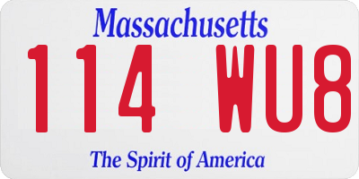 MA license plate 114WU8