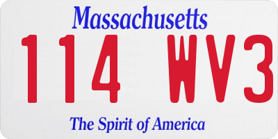 MA license plate 114WV3