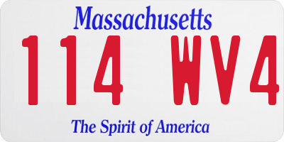 MA license plate 114WV4