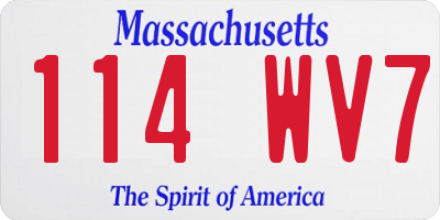 MA license plate 114WV7