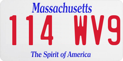 MA license plate 114WV9