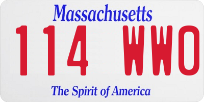 MA license plate 114WW0