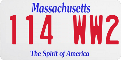MA license plate 114WW2