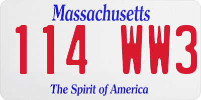MA license plate 114WW3