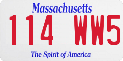 MA license plate 114WW5