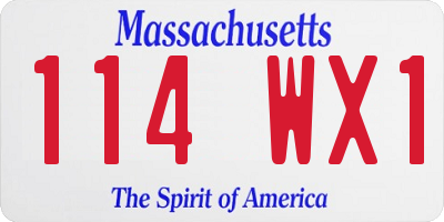 MA license plate 114WX1