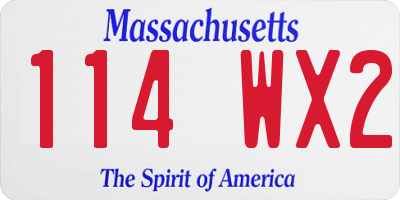 MA license plate 114WX2