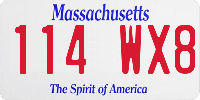 MA license plate 114WX8