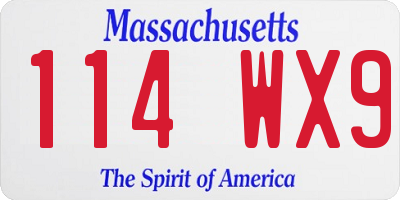 MA license plate 114WX9