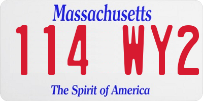 MA license plate 114WY2