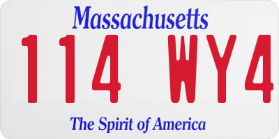 MA license plate 114WY4