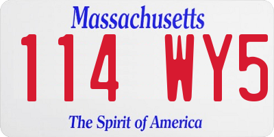 MA license plate 114WY5