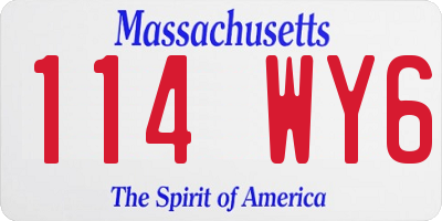 MA license plate 114WY6
