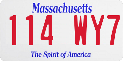 MA license plate 114WY7