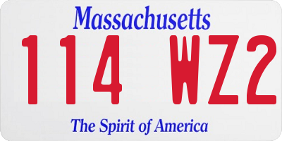 MA license plate 114WZ2
