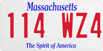 MA license plate 114WZ4