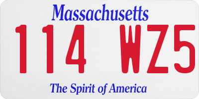 MA license plate 114WZ5