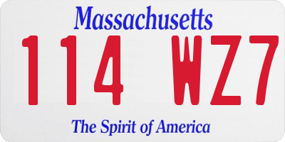 MA license plate 114WZ7