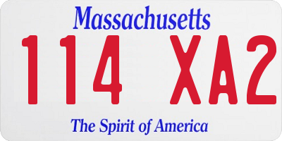 MA license plate 114XA2
