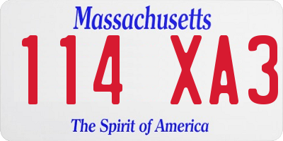 MA license plate 114XA3