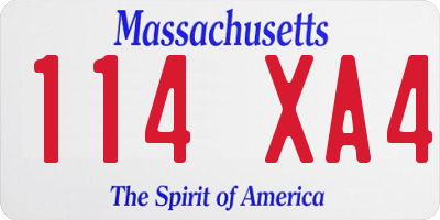 MA license plate 114XA4