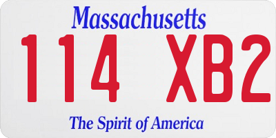 MA license plate 114XB2