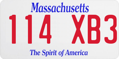 MA license plate 114XB3