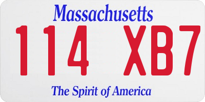 MA license plate 114XB7