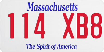 MA license plate 114XB8