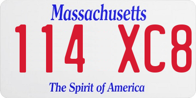 MA license plate 114XC8