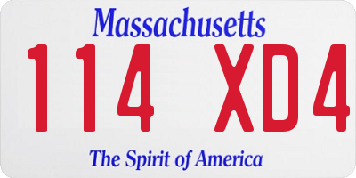 MA license plate 114XD4