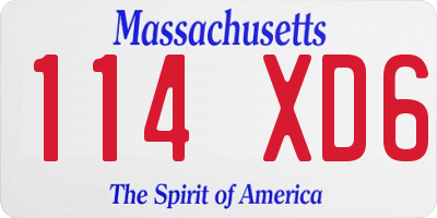 MA license plate 114XD6
