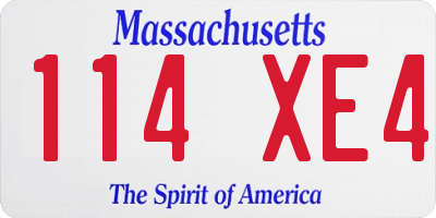 MA license plate 114XE4